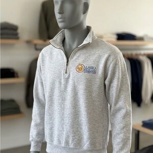 Vintage Jerzees Alaska Wildland Adventures 1/4 Zip Sweatshirt Gray Medium